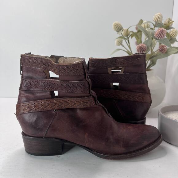 Freebird by Steven Roper Distressed Leather Western Ankle Boots Brown Women's 9 - Picture 6 of 10